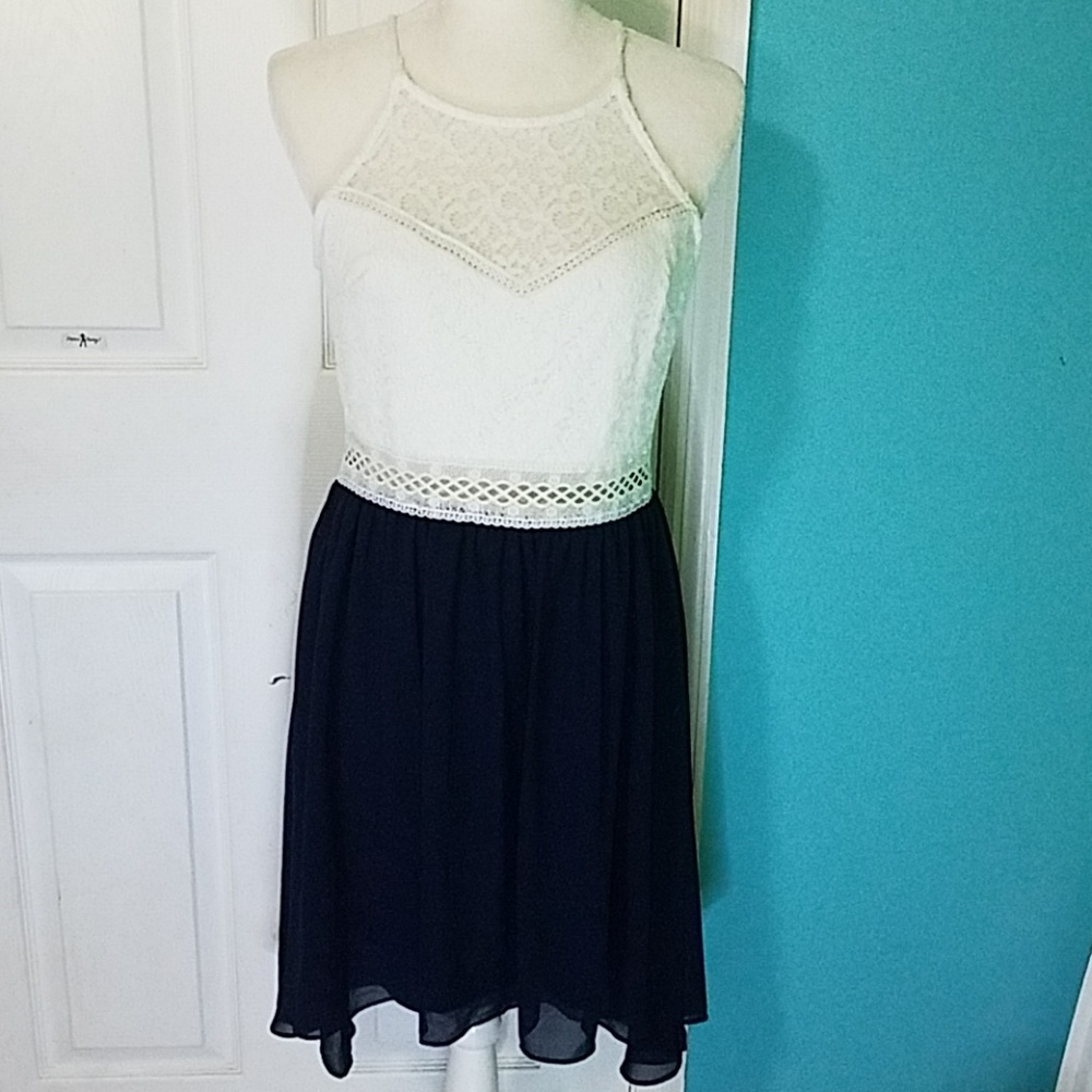 by & by royal blue and white dress